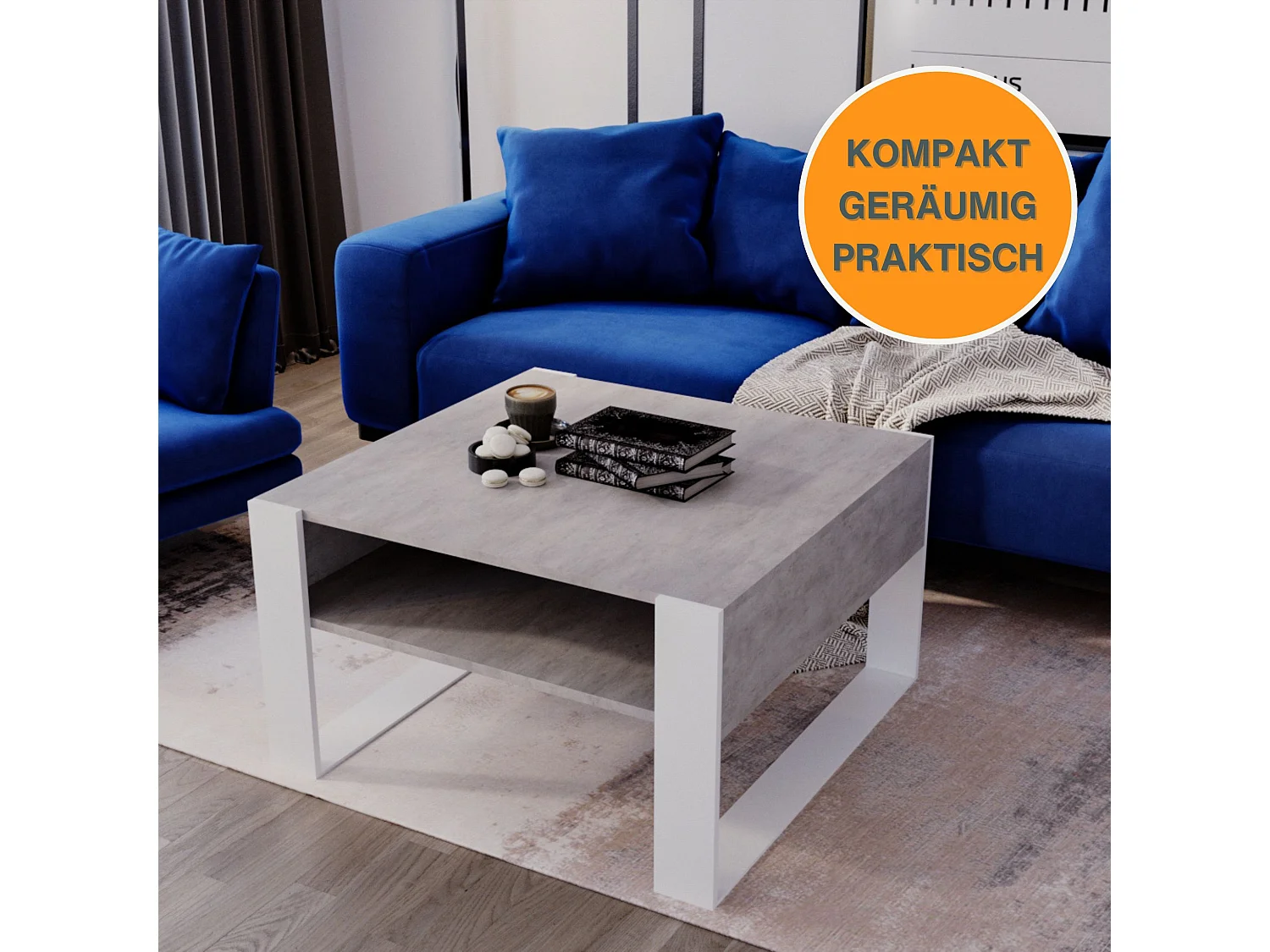 CraftPAK moderner & stabiler Couchtisch für Wohnzimmer aus Holzwerkstoff 45/71.5/68cm