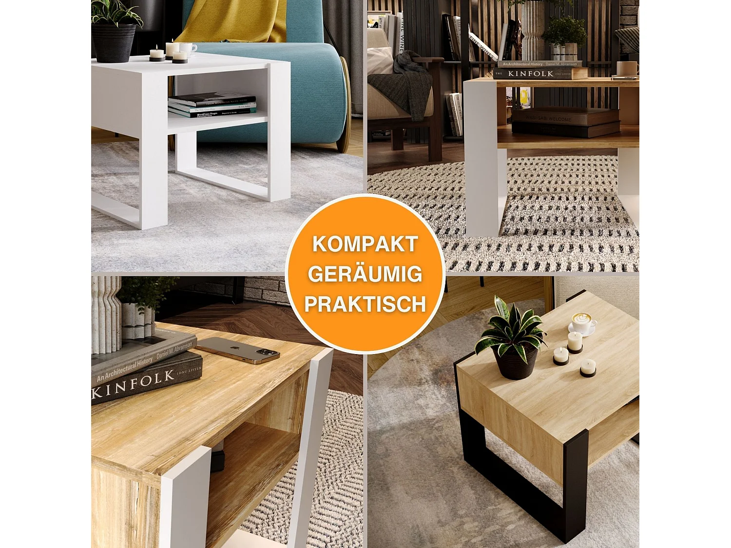 CraftPAK moderner & stabiler Couchtisch für Wohnzimmer aus Holzwerkstoff 45x53,6x65cm