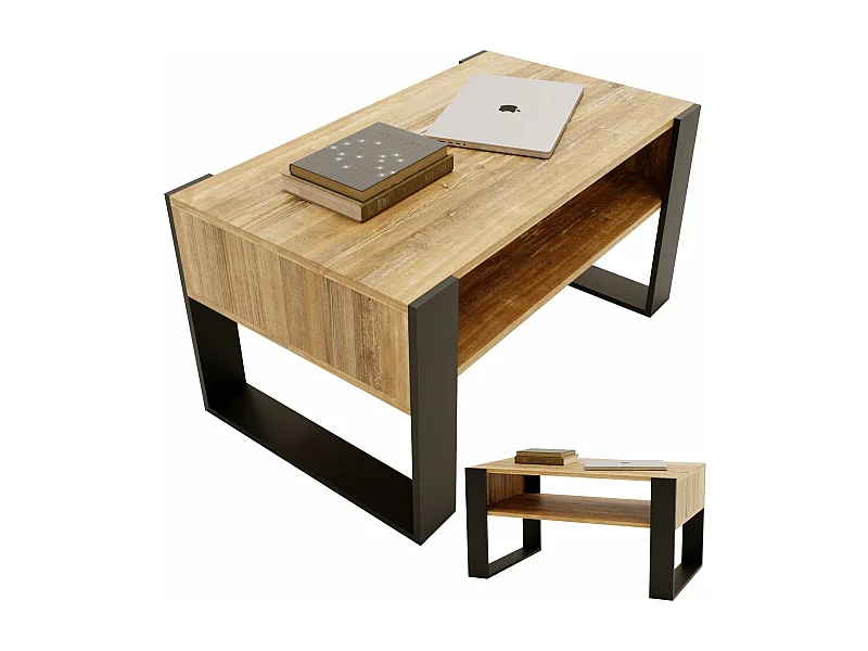 CraftPAK moderner & stabiler  Couchtisch für Wohnzimmer aus Holzwerkstoff 45x53,6x92cm