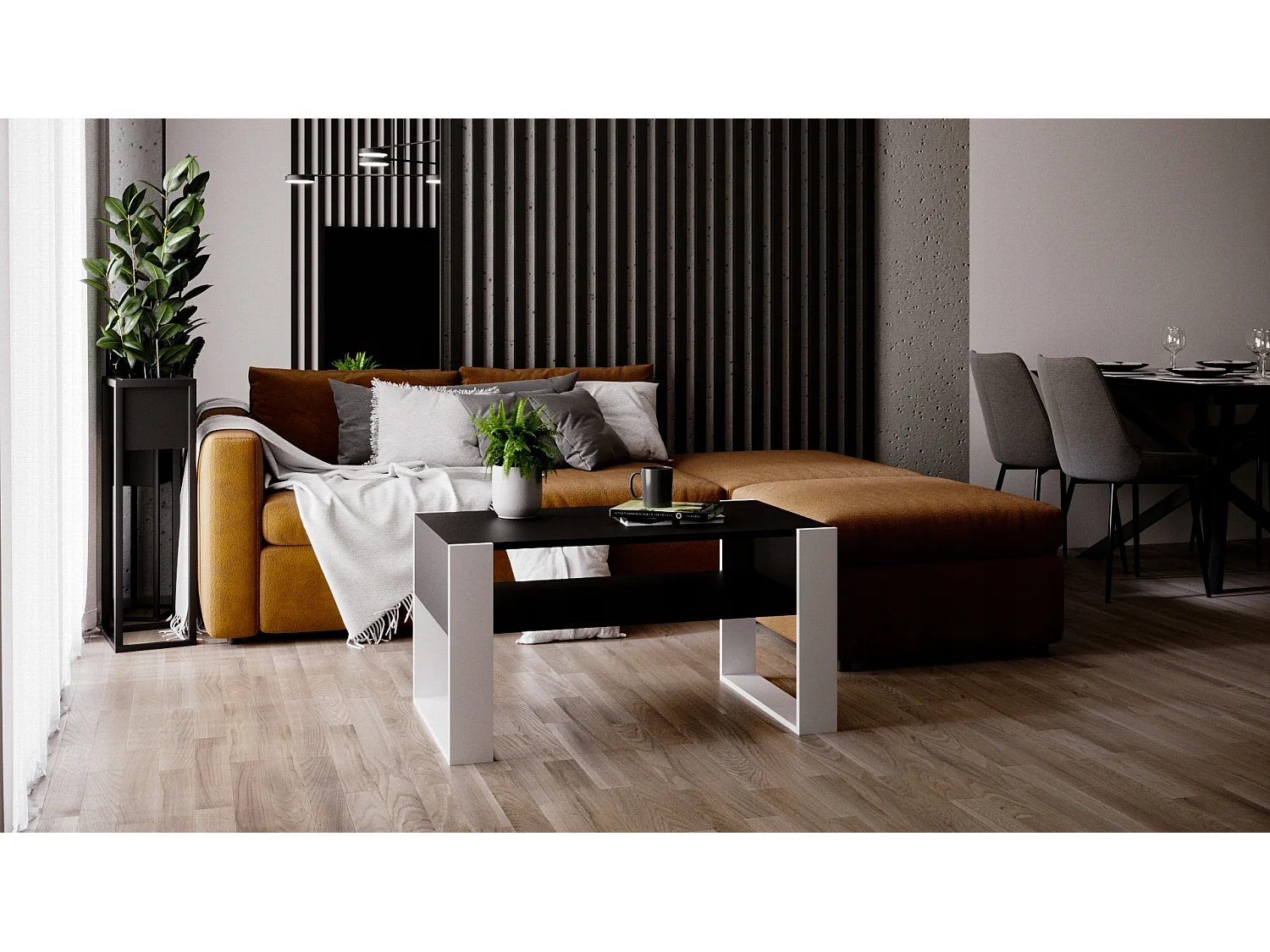 CraftPAK moderner & stabiler  Couchtisch für Wohnzimmer aus Holzwerkstoff 45x53,6x92cm