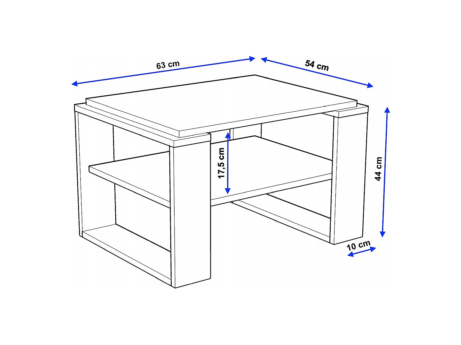 CraftPAK moderner & stabiler Couchtisch für Wohnzimmer aus Holzwerkstoff 44x54x63cm