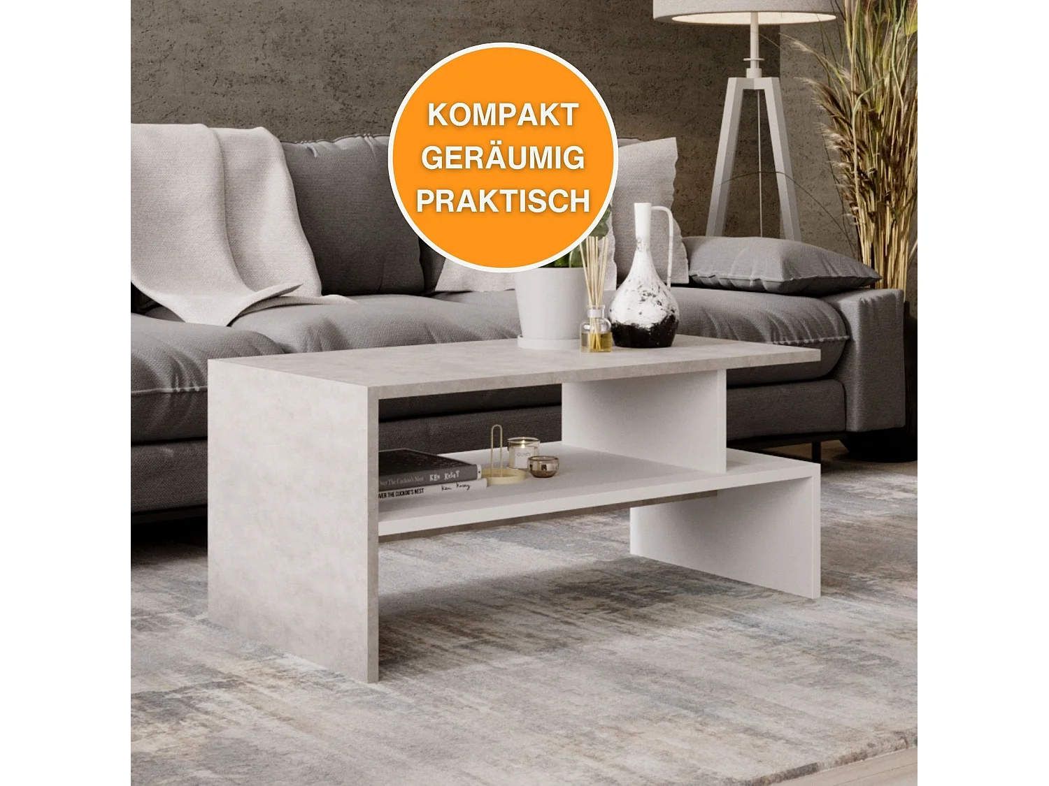 CraftPAK moderner & stabiler Couchtisch für Wohnzimmer aus Holzwerkstoff