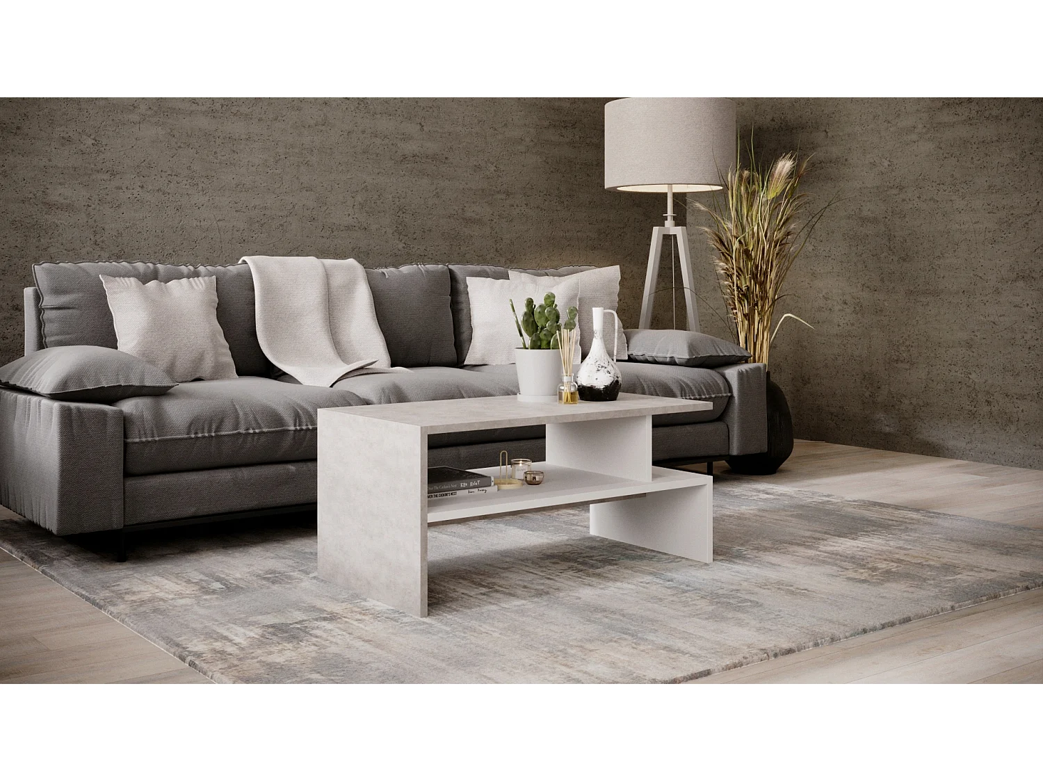 CraftPAK moderner & stabiler Couchtisch für Wohnzimmer aus Holzwerkstoff