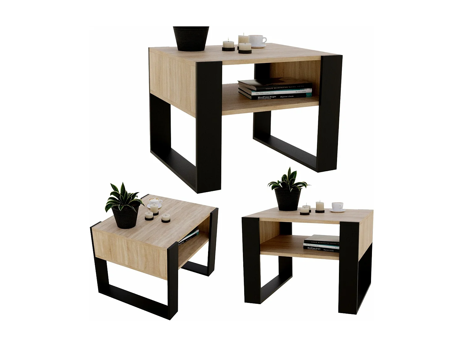 CraftPAK moderner & stabiler Couchtisch für Wohnzimmer aus Holzwerkstoff 45x53,6x65cm