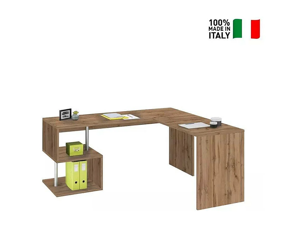 Escritorio de estudio moderno 160/180cm en madera Vilnis WD