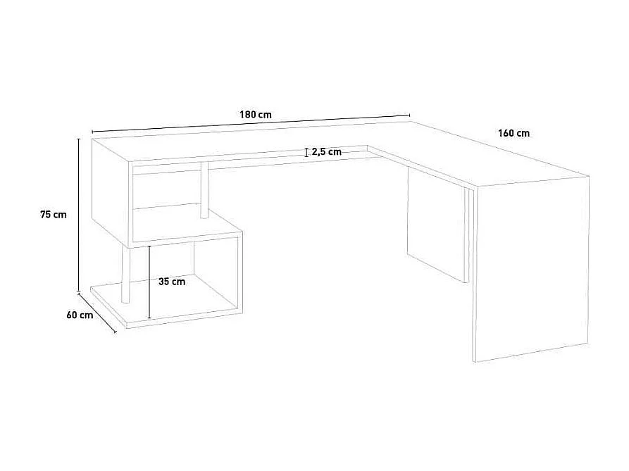 Escritorio de estudio moderno 160/180cm en madera Vilnis WD