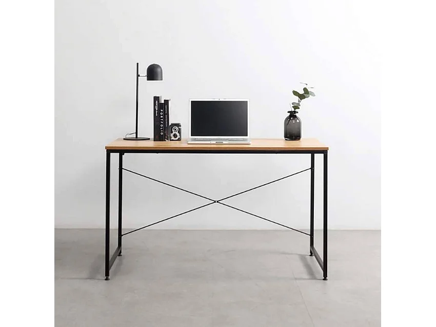 Bureau métal bois 150x60 industriel robuste CHAEUNWO