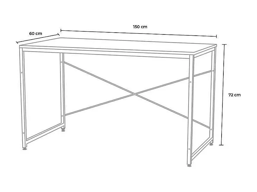 Bureau métal bois 150x60 industriel robuste CHAEUNWO
