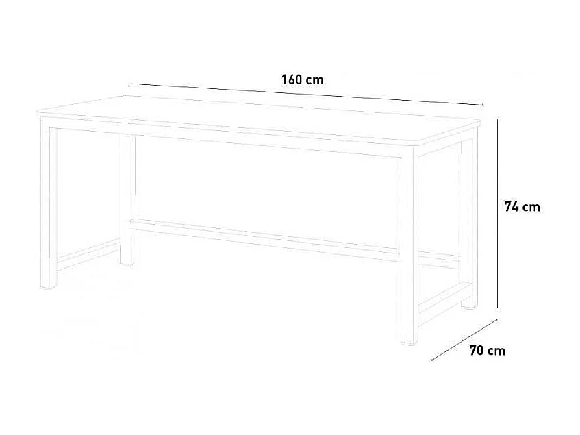 Bureau d'études télétravail 160x70 en métal minimaliste ABIGG
