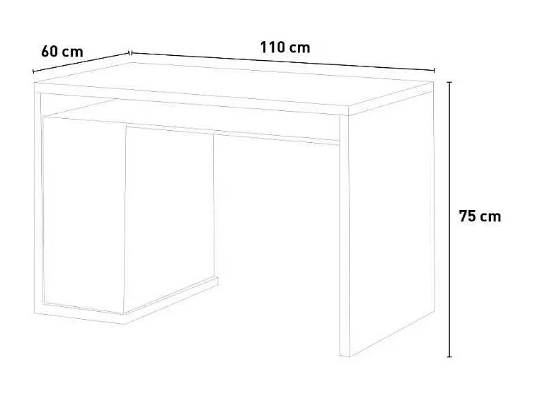 Bureau blanc moderne 3 tiroirs style moderne 110x60 cm ZONET