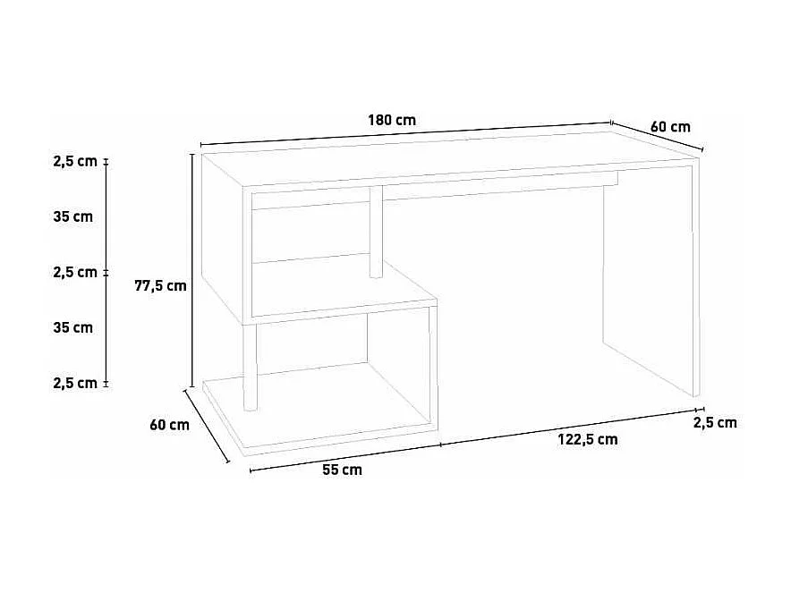 Scrivania in legno di quercia moderna 180×60 cm design Natascia