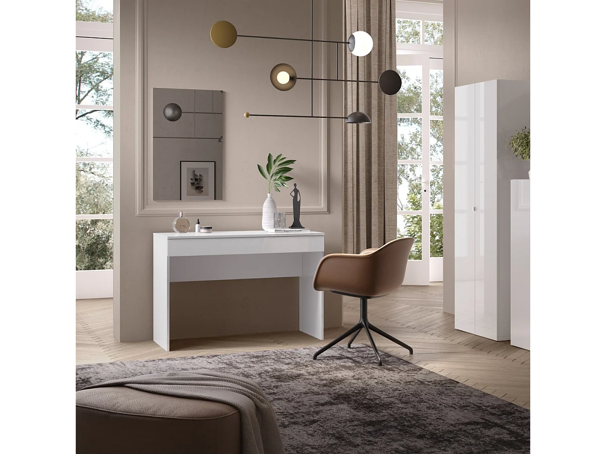 Bureau blanc avec Tiroir L110 cm SMILE