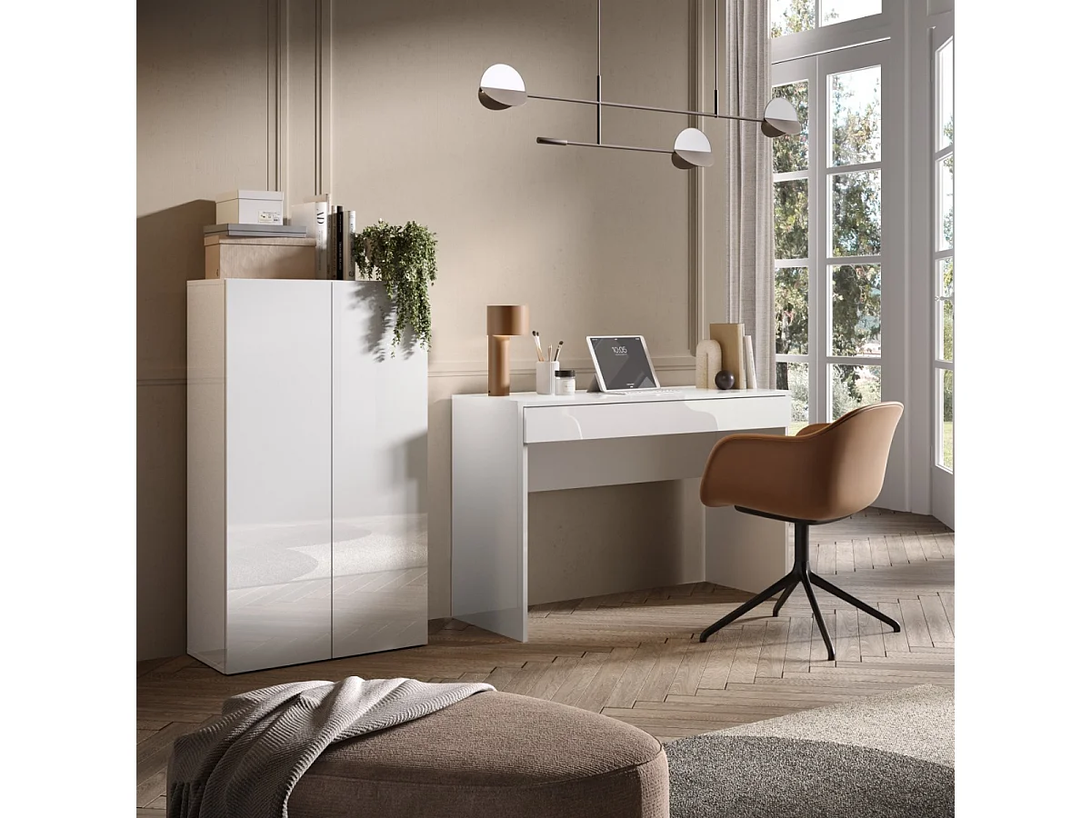 Białe biurko z szufladą L110 cm SMILE