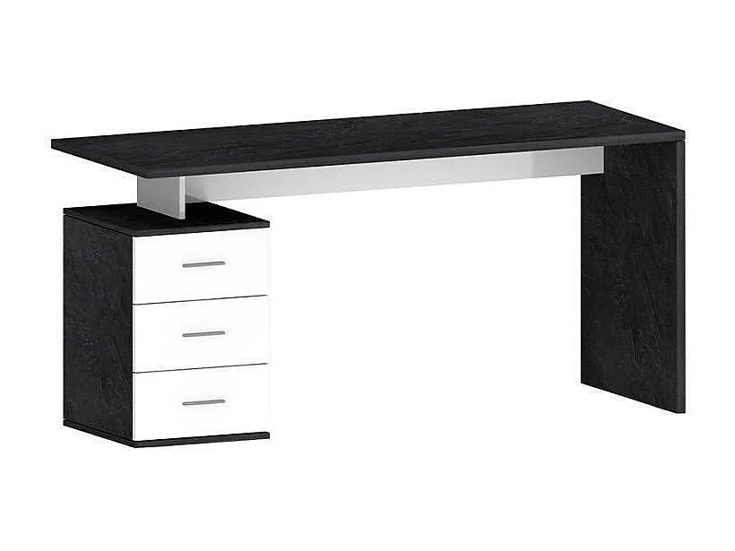 New Selina Basic escritorio de oficina moderno 3 cajones 160x60x75cm New Selina Basic - Negro - Blanco