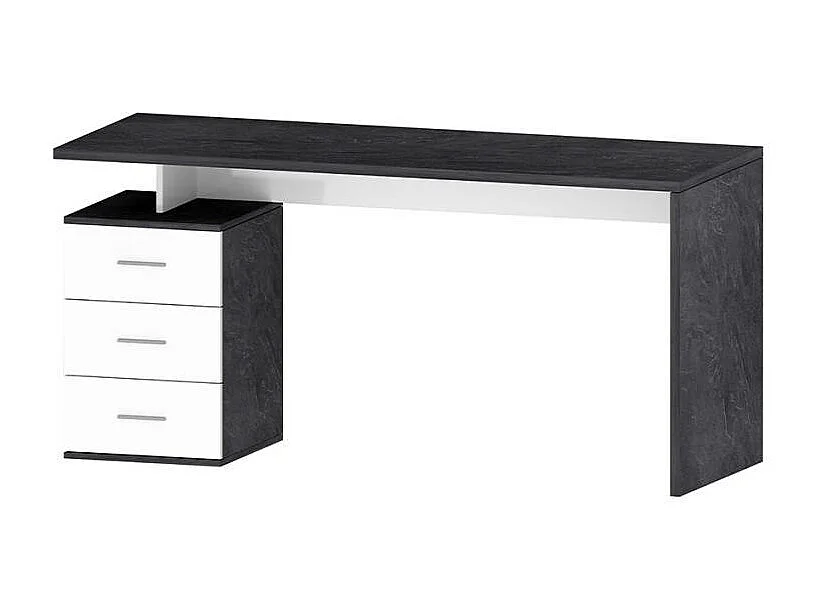 New Selina Basic escritorio de oficina moderno 3 cajones 160x60x75cm New Selina Basic - Negro - Blanco