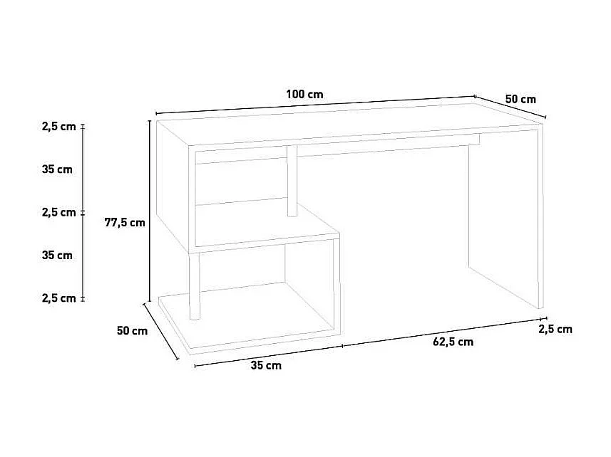 Bureau travail études compact bois 100x50cm élégant BRUNER