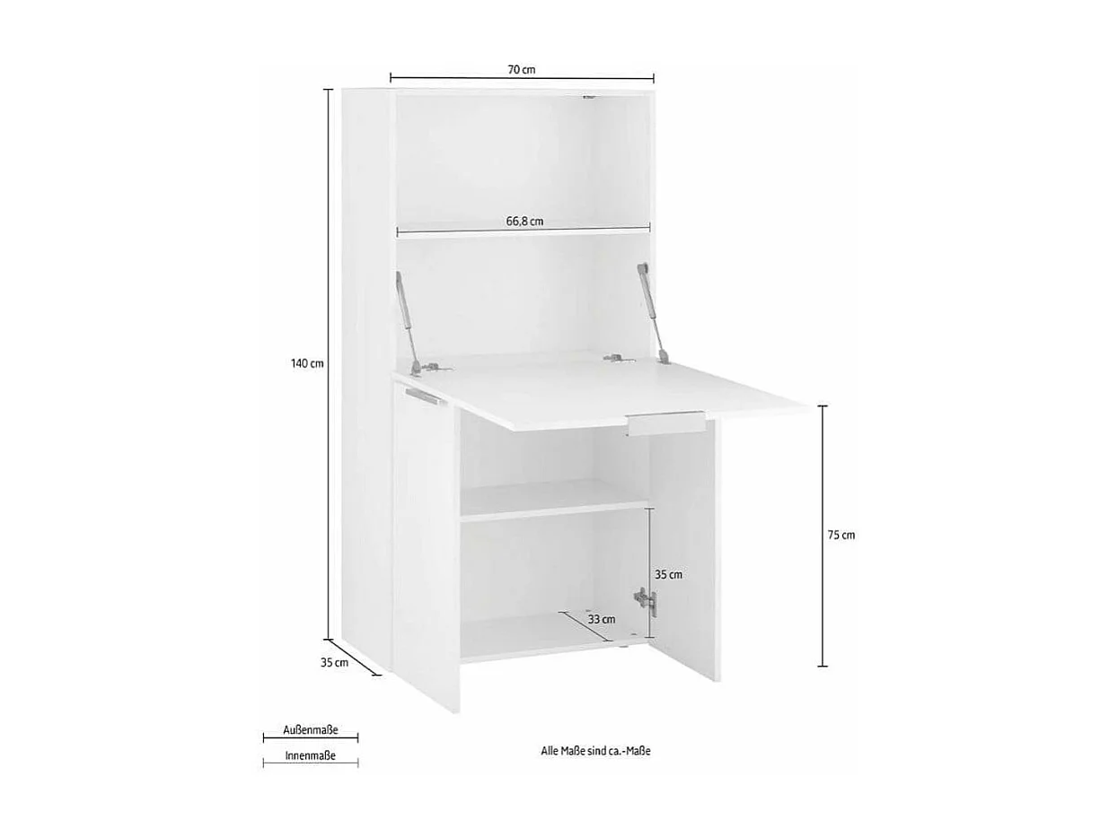 Escritorio ahorraespacio 70 x 35 cm estantería abatible armario Layla