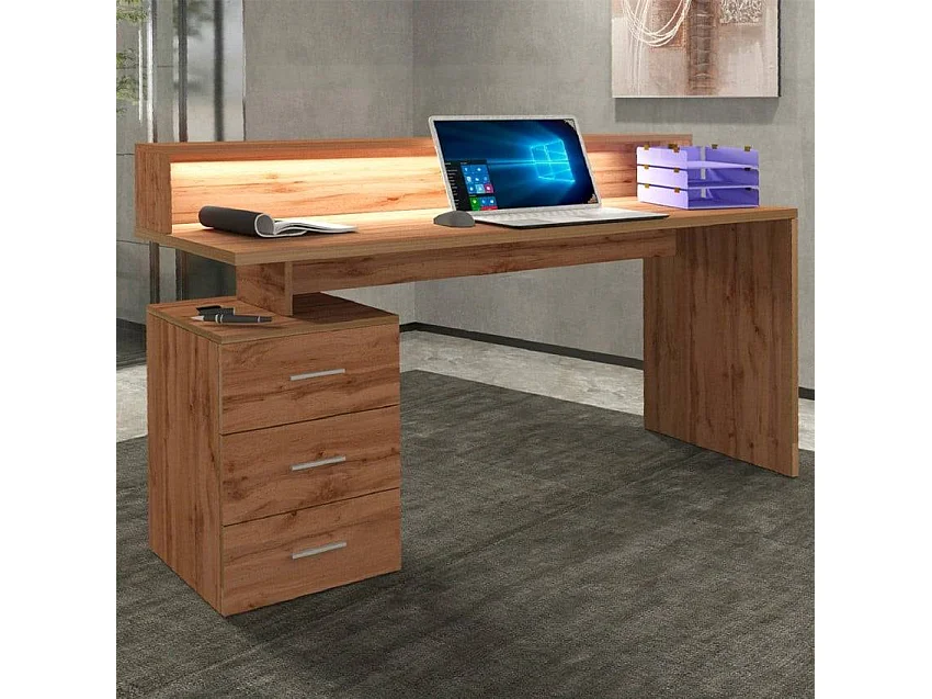 Bureau élégant style moderne 3 tiroirs 160x60x75 ZONION