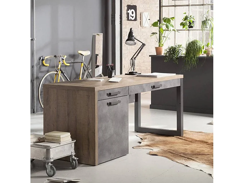 Escritorio de madera para oficina y estudio con cajones de diseño 170x69cm Logan