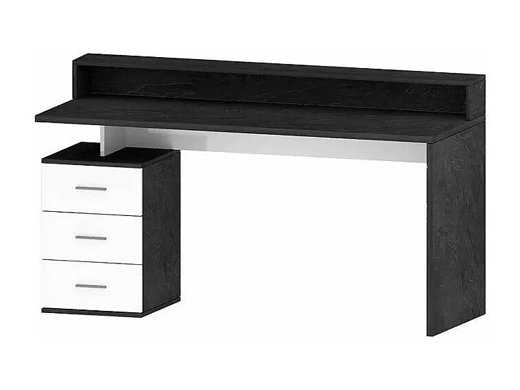 Escritorio de oficina 160x60x90cm 3 cajones  superpuestos Nuevo Selina S Plus - Negro - Blanco
