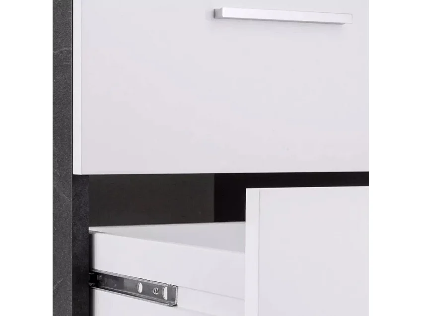 Escritorio de oficina 160x60x90cm 3 cajones  superpuestos Nuevo Selina S Plus - Negro - Blanco