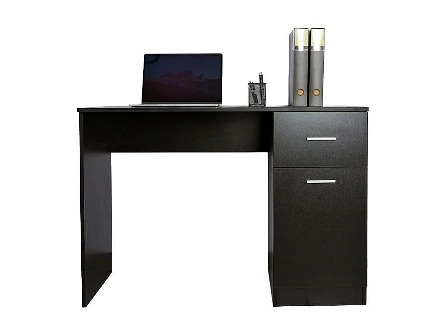 Escritorio de despacho y oficina moderno y compacto color negro con puerta y cajón Lythes Dark