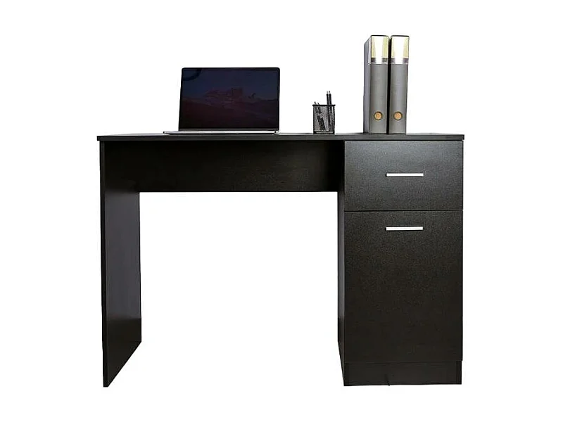 Escritorio de despacho y oficina moderno y compacto color negro con puerta y cajón Lythes Dark