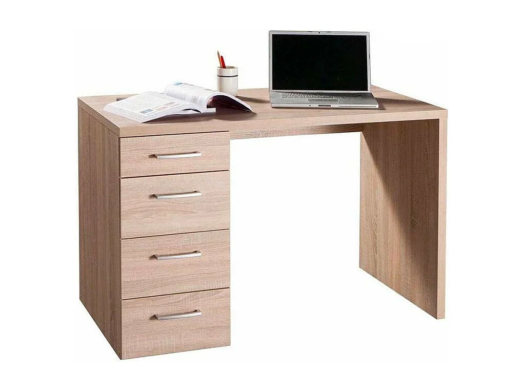 Bureau moderne en bois avec espace de rangement 4 tiroirs design TOM