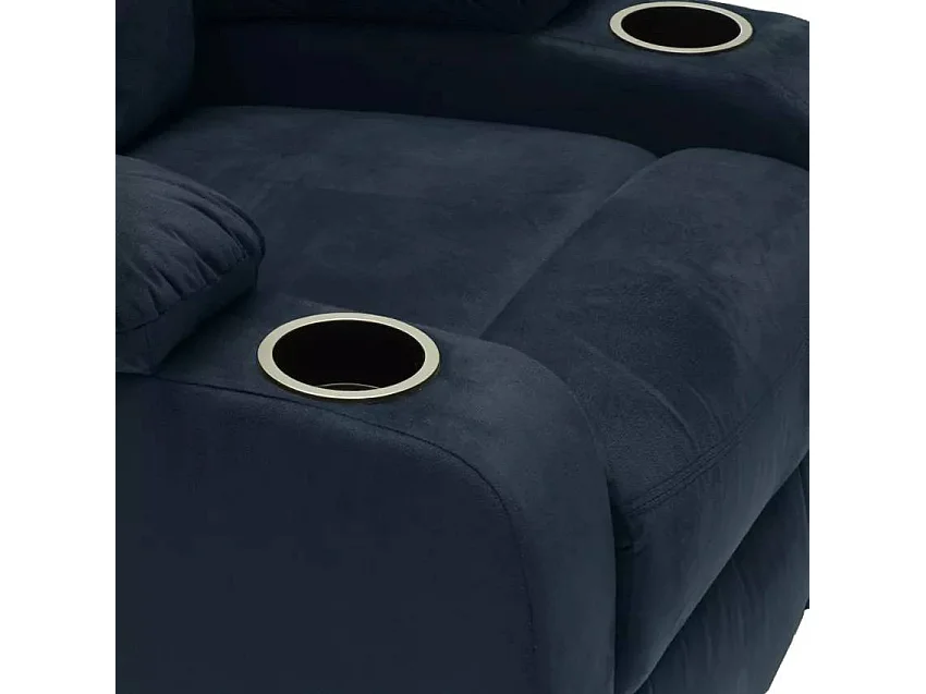 Verstellbarer Relaxsessel Fernsehsessel mit Samt-Mikrofaser-Fußstütze Laura - Blau