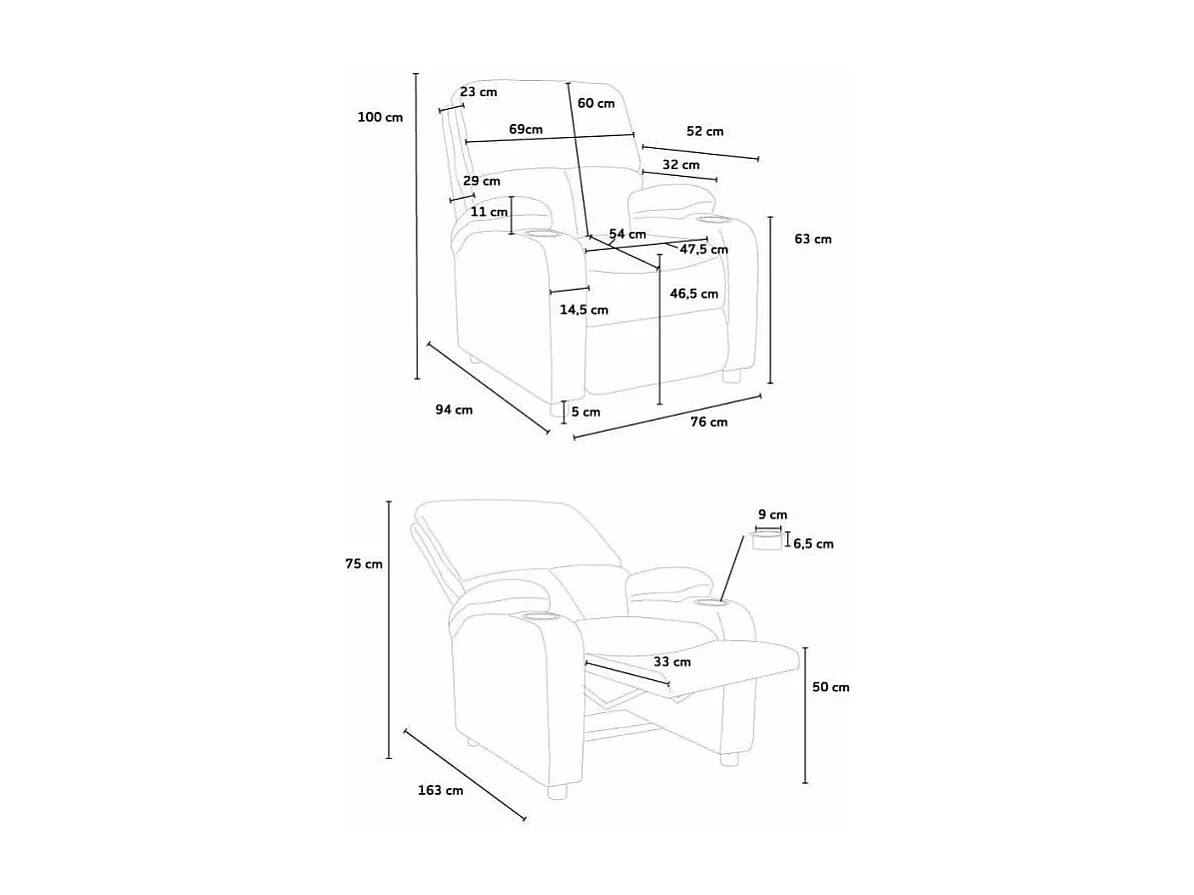 Verstellbarer Relaxsessel Fernsehsessel mit Samt-Mikrofaser-Fußstütze Laura - Blau