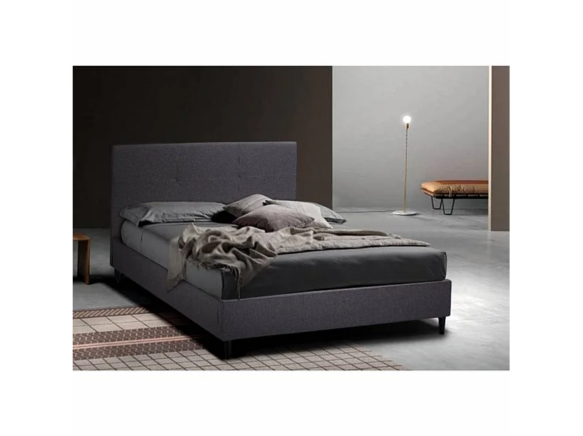 Groß Einzelbett Französisch 120x190 cm Kunstleder Kopfende Lattenrost Lausanne - Grau