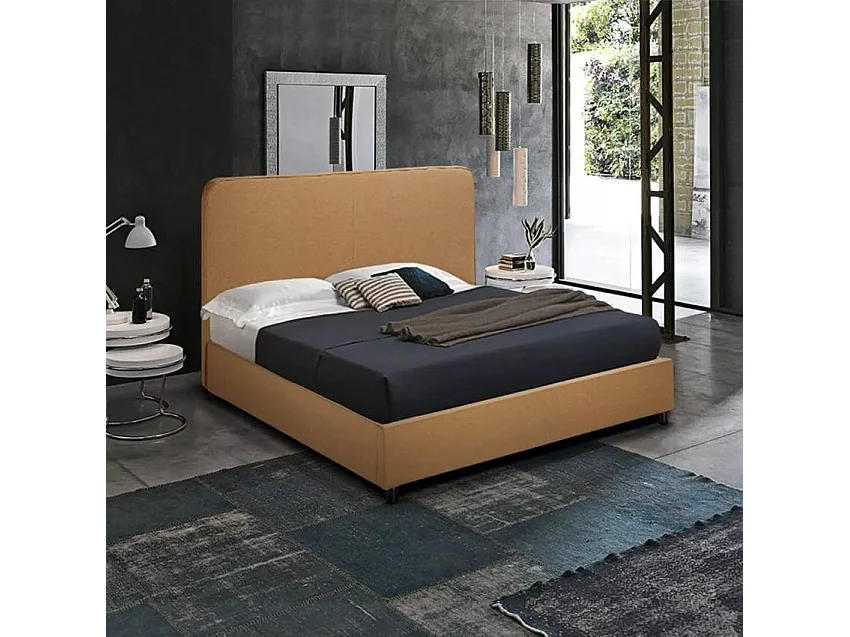 Cama francesa cuadrada y media en tela con malla 120x190 Zurich - Beige