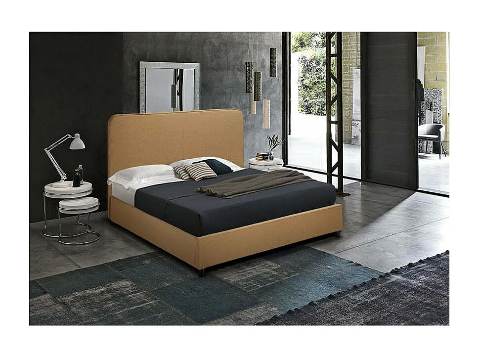 Cama francesa cuadrada y media en tela con malla 120x190 Zurich - Beige