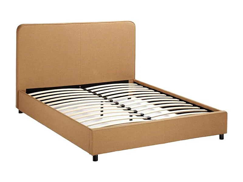 Cama francesa cuadrada y media en tela con malla 120x190 Zurich - Beige