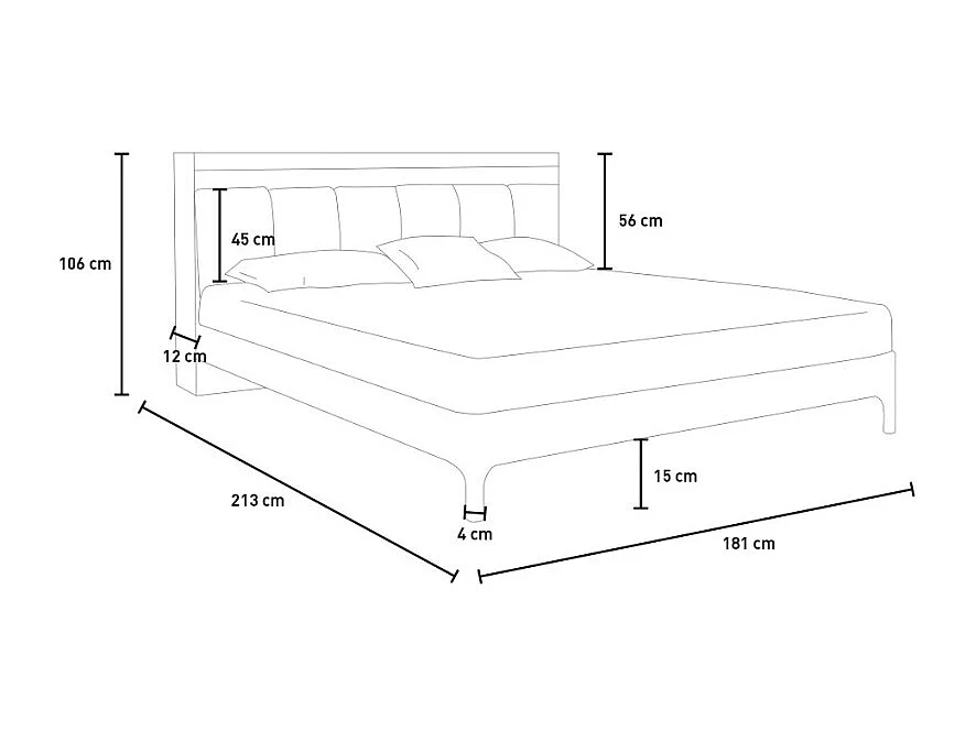 Cama Matrimonial 180 x 200 Diseño Moderno Canapé LED USB Courier King - Gris claro