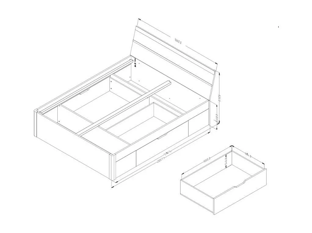 Cama de matrimonio de 160x200 cm de madera color blanco con 2 mesitas de noche  y somier de lamas Indra