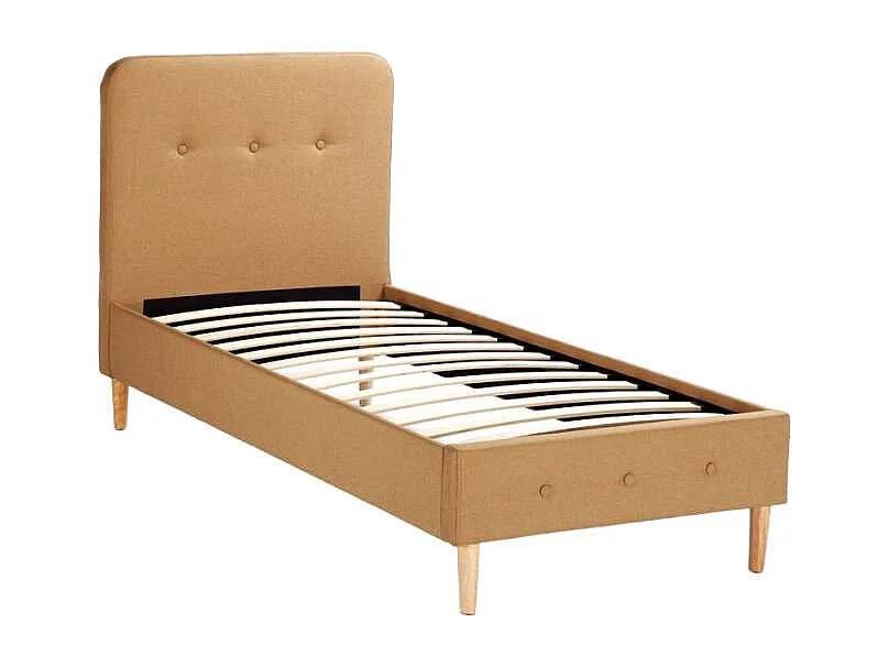 Letto singolo in tessuto e legno 80x190 con doghe SognoPerfetto