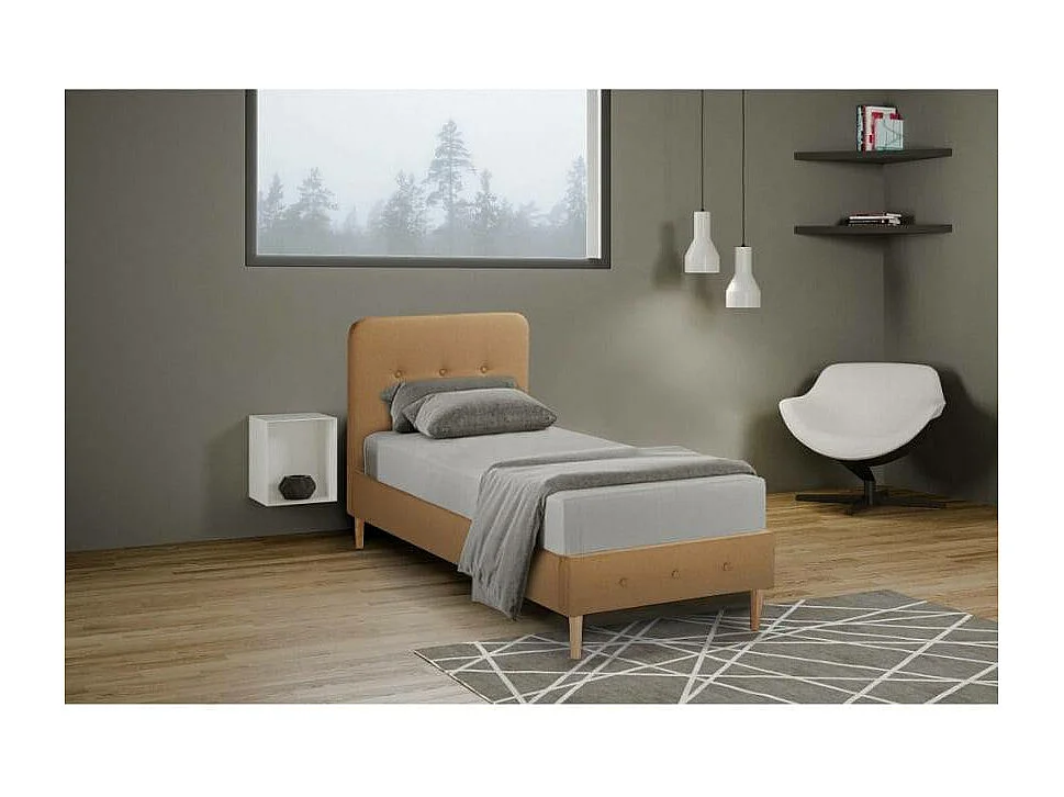 Letto singolo in tessuto e legno 80x190 con doghe SognoPerfetto