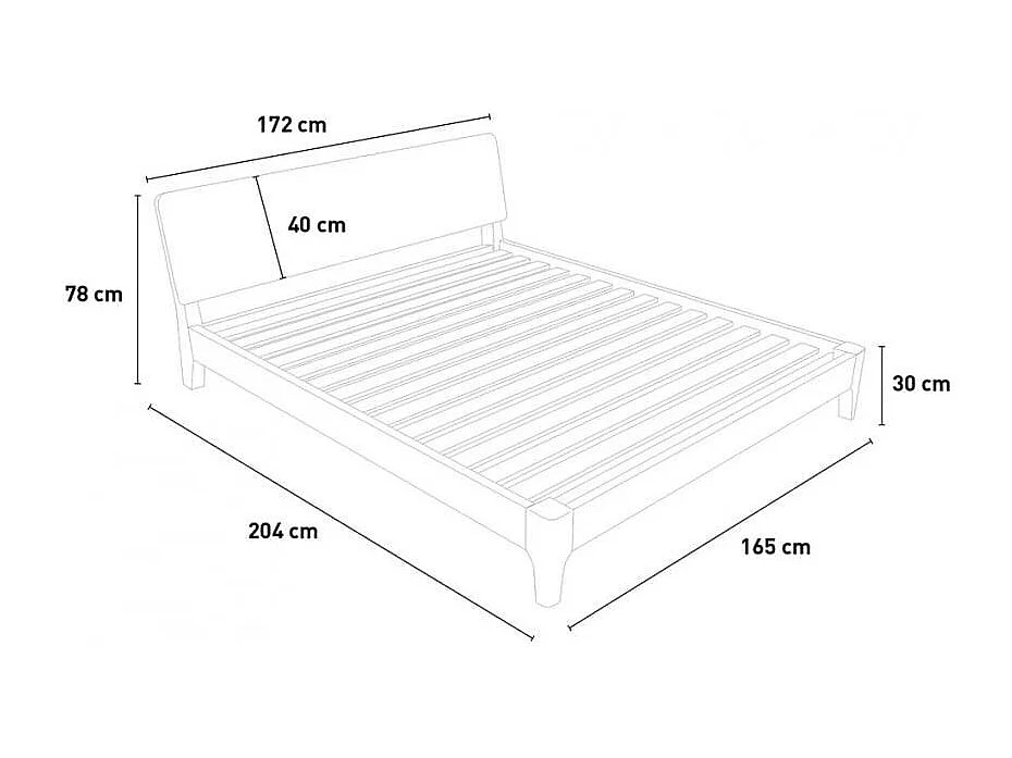 Cama de matrimonio diseño moderno de madera 160 x 190 cm somier cabecero Linz - Natural