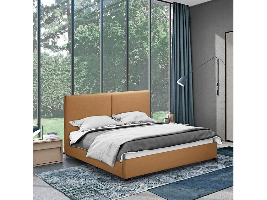 Cama doble de matrimonio en tela con red 160x190 Montreux King - Beige