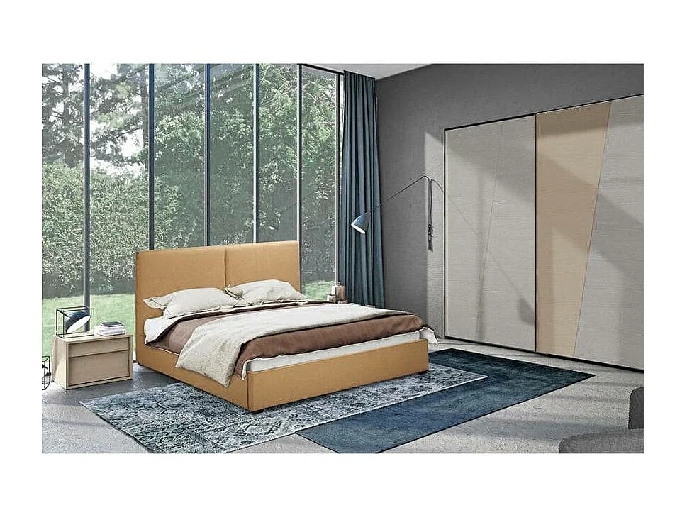Cama doble de matrimonio en tela con red 160x190 Montreux King - Beige