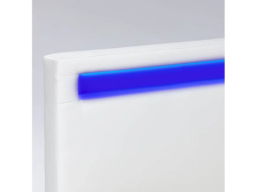 Cama francesa de plaza y media con modernos cajones de red en el cabecero 120x190 Geneva - Blanco