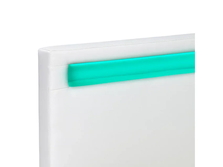 Cama francesa de plaza y media con modernos cajones de red en el cabecero 120x190 Geneva - Blanco