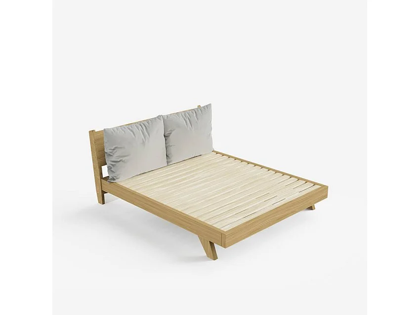 Doppelbett 160x190cm im modernen Design mit Lattenrost und Kissen Rust - Natur
