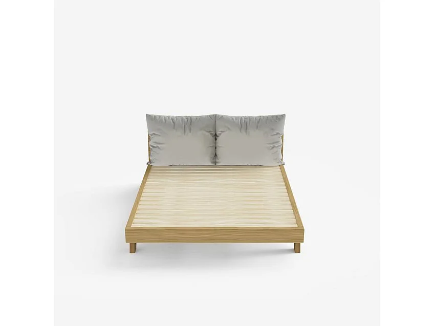 Doppelbett 160x190cm im modernen Design mit Lattenrost und Kissen Rust - Natur