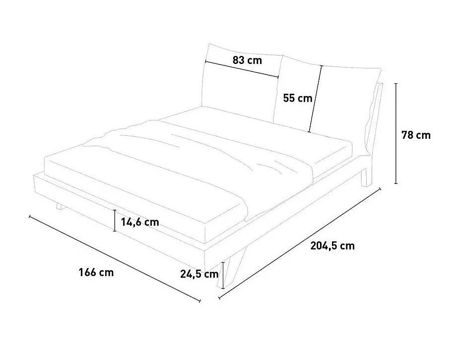 Doppelbett 160x190cm im modernen Design mit Lattenrost und Kissen Rust - Natur