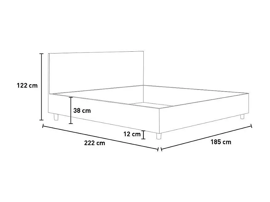 Lit Sunny 170x210 base et conteneur gris tourterelle