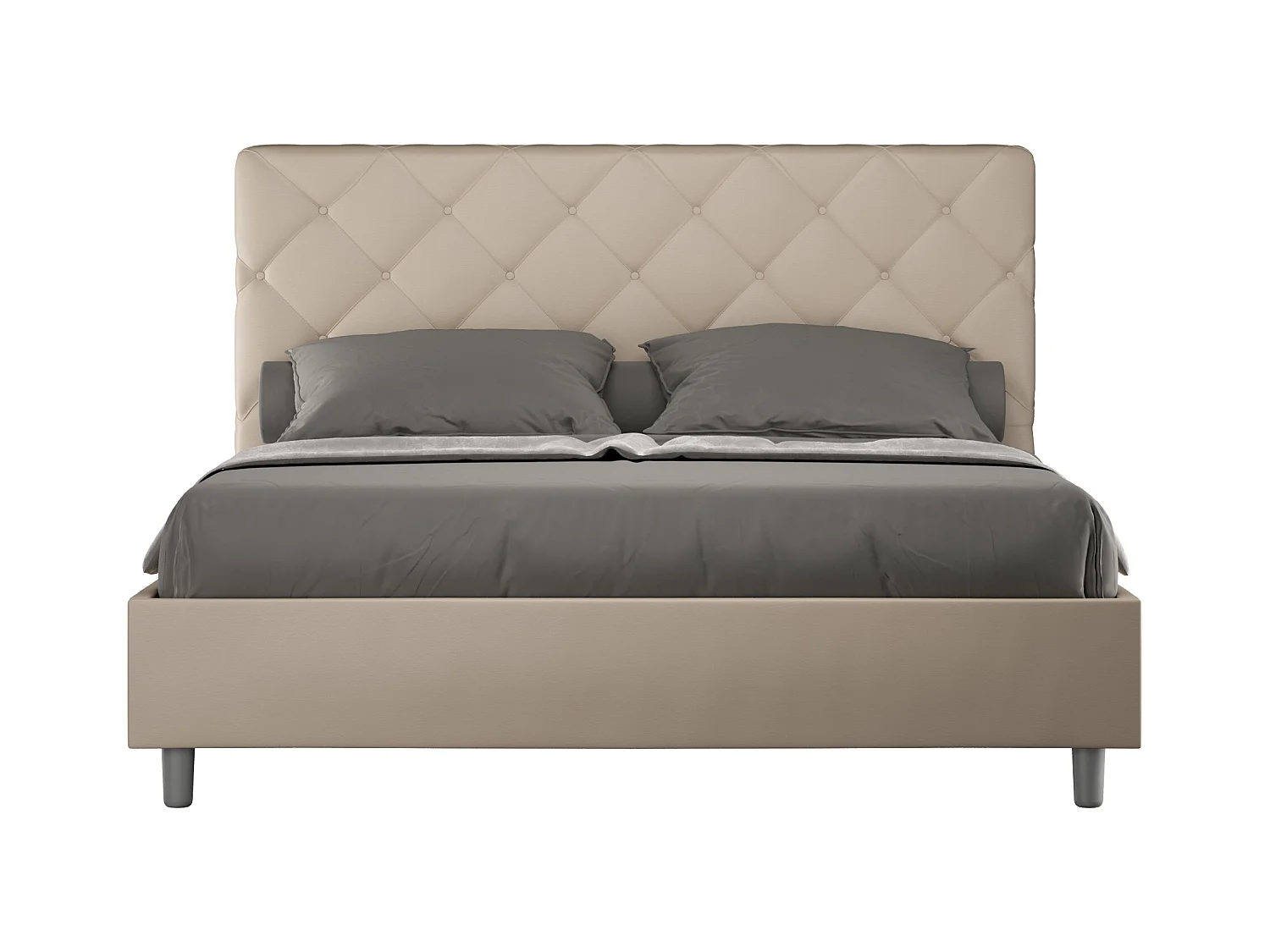 Lit Priya 170x210 gris tourterelle sommier et conteneur