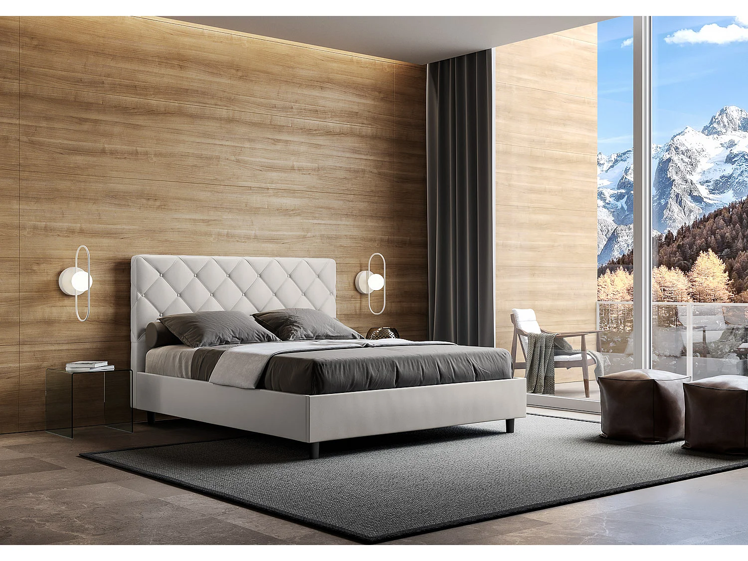 Letto Priya 170x200 rete e contenitore bianco