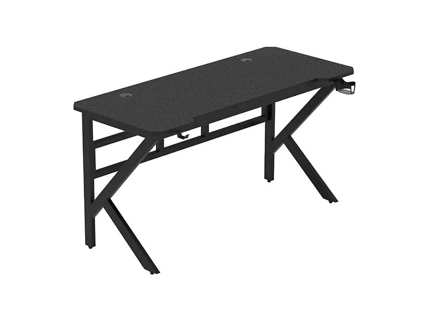 Bureau gamer ergonomique 120x60 cm carbone porte casque gobelet TOTU